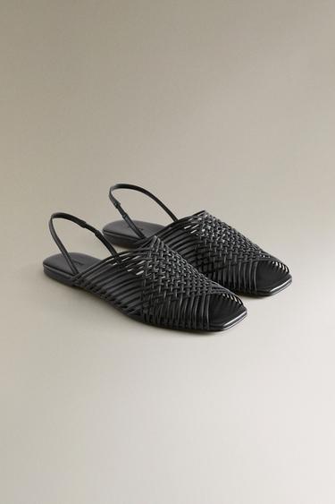 CRISS-CROSS STRAP LEATHER SANDALS - Black by Zara - Image 2