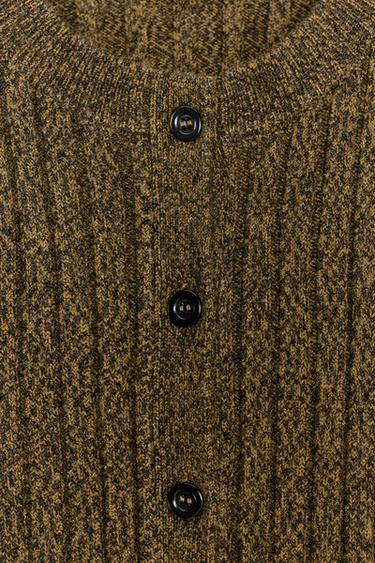 RIBBED PEPLUM CARDIGAN - Green marl by Zara - Image 7