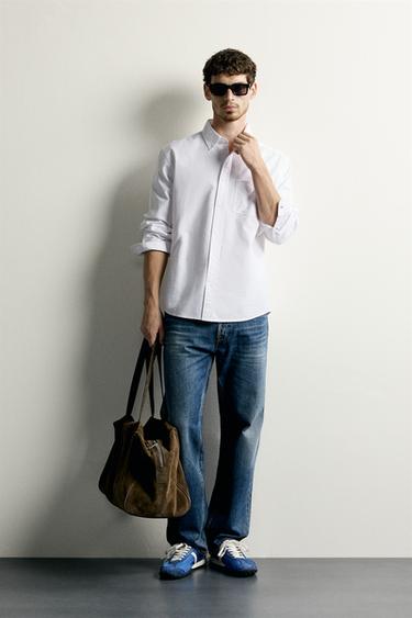 REGULAR FIT TEXTURED OXFORD SHIRT - White by Zara
