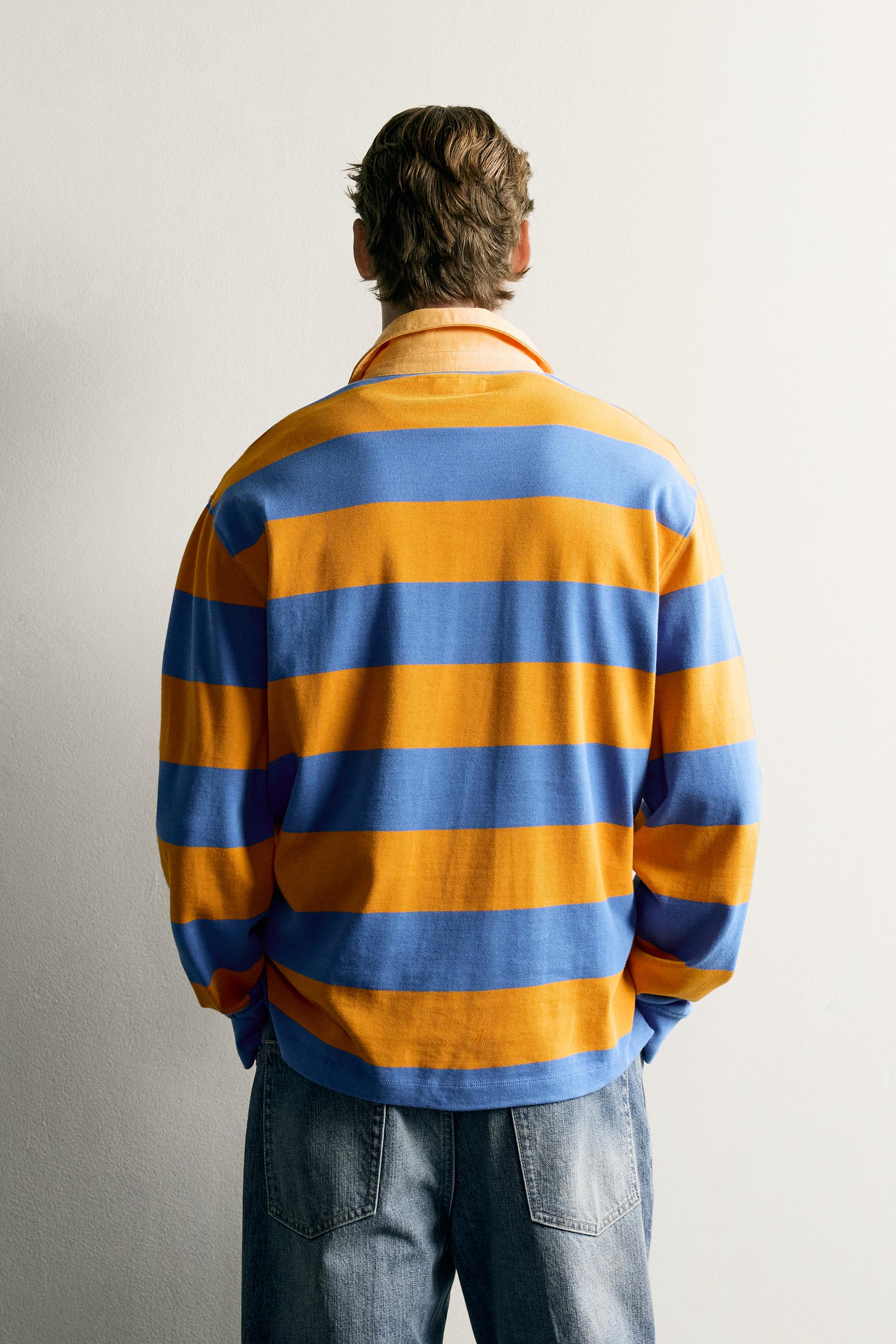 CONTRAST COLLAR STRIPED REGULAR FIT POLO