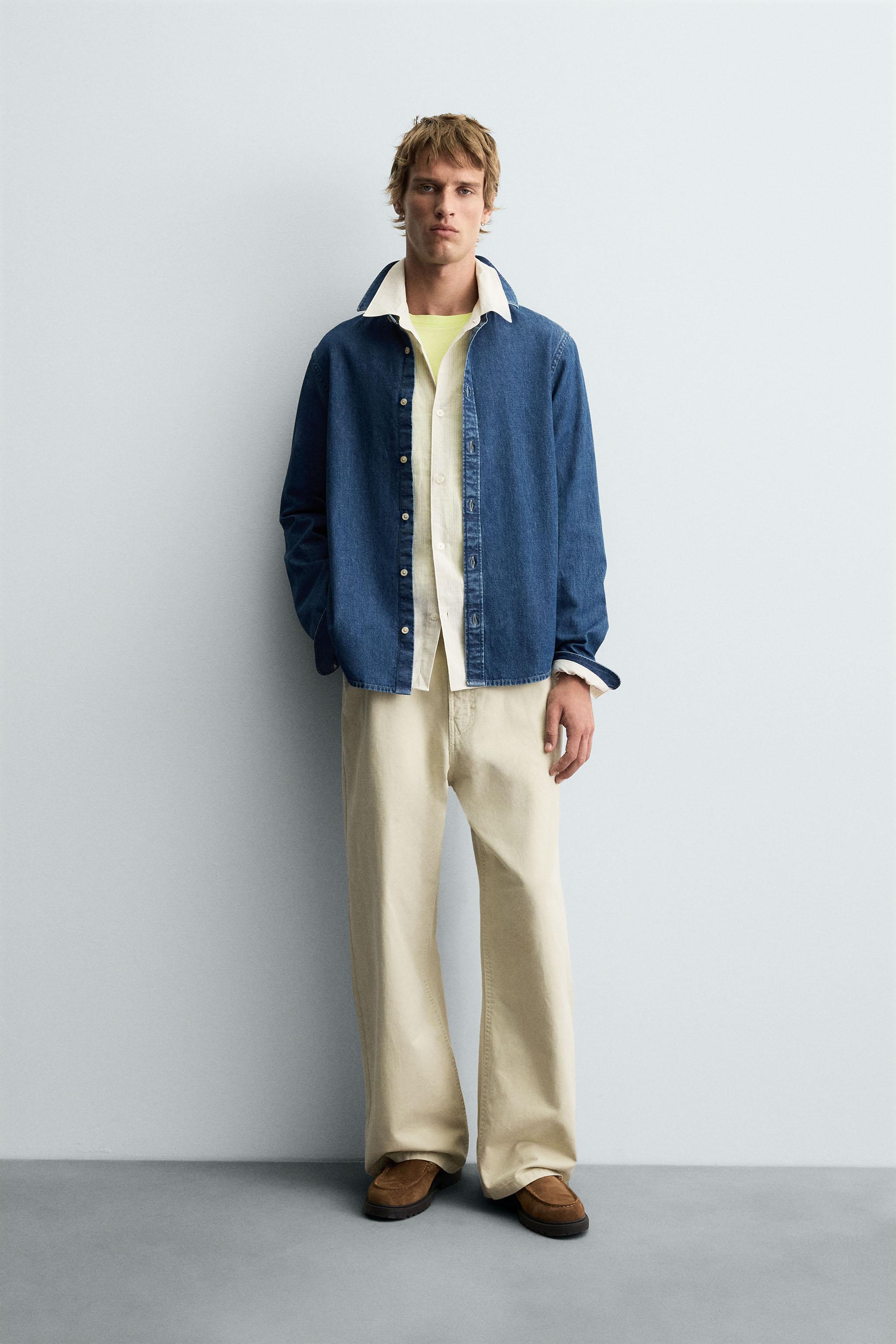 Stitch Denim Shirt Jacket・２回着用 TOPSTITCHED DENIM SHIRT - Mid-blue | ZARA United States