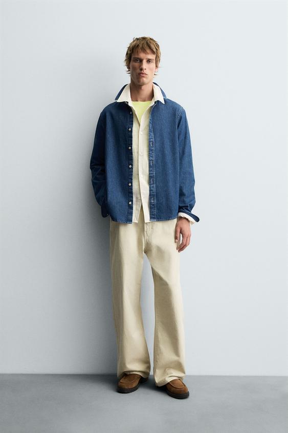 TOPSTITCHED DENIM SHIRT