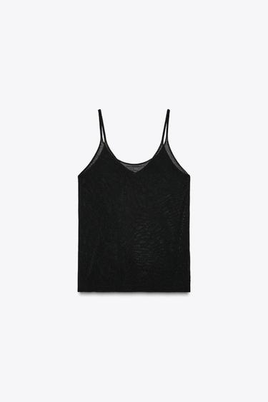 KNITTED STRAPPY TOP - Black by Zara