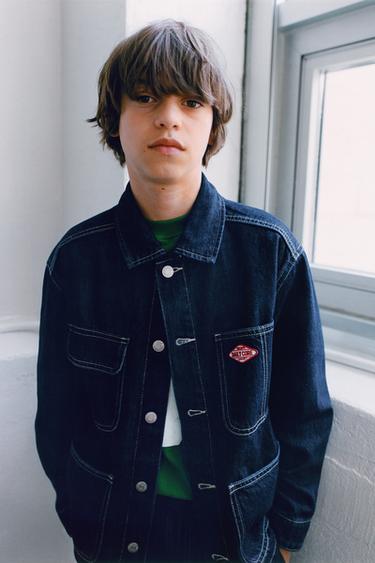 Zara DENIM JACKET WITH LABEL - Navy blue