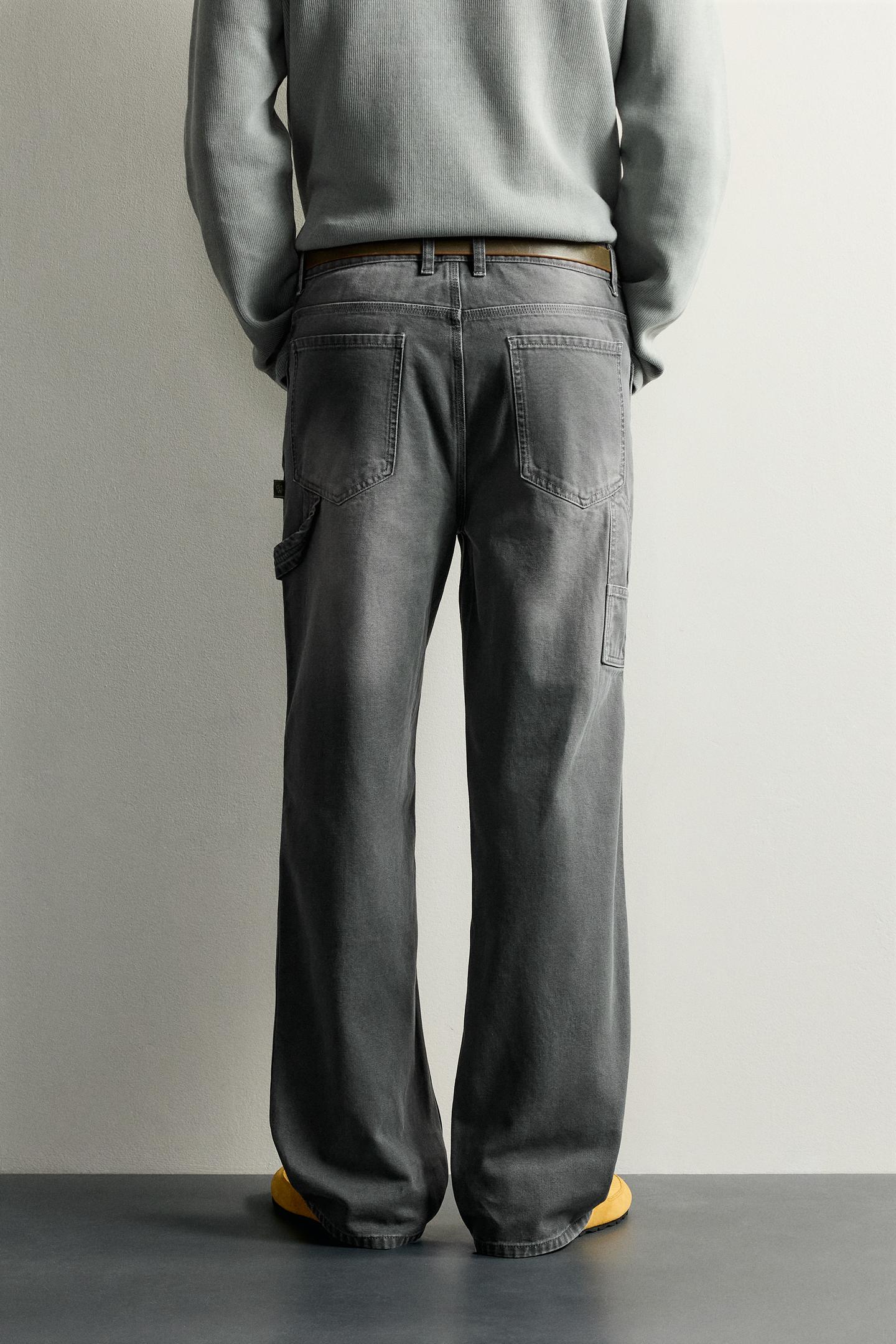 Мужские брюки Zara Relaxed-Fit Carpenter Pocket, цвет: Тёмный серый — фото 3