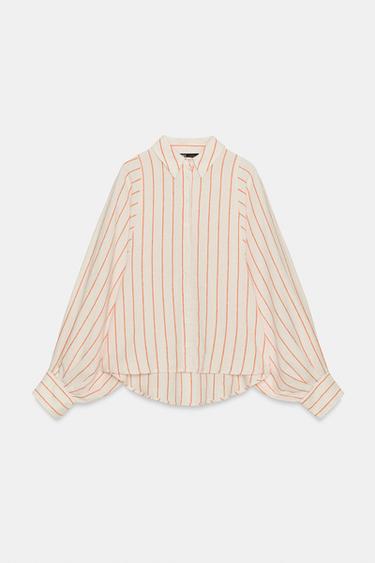 CAMISA RAYAS - blanco-naranja de Zara