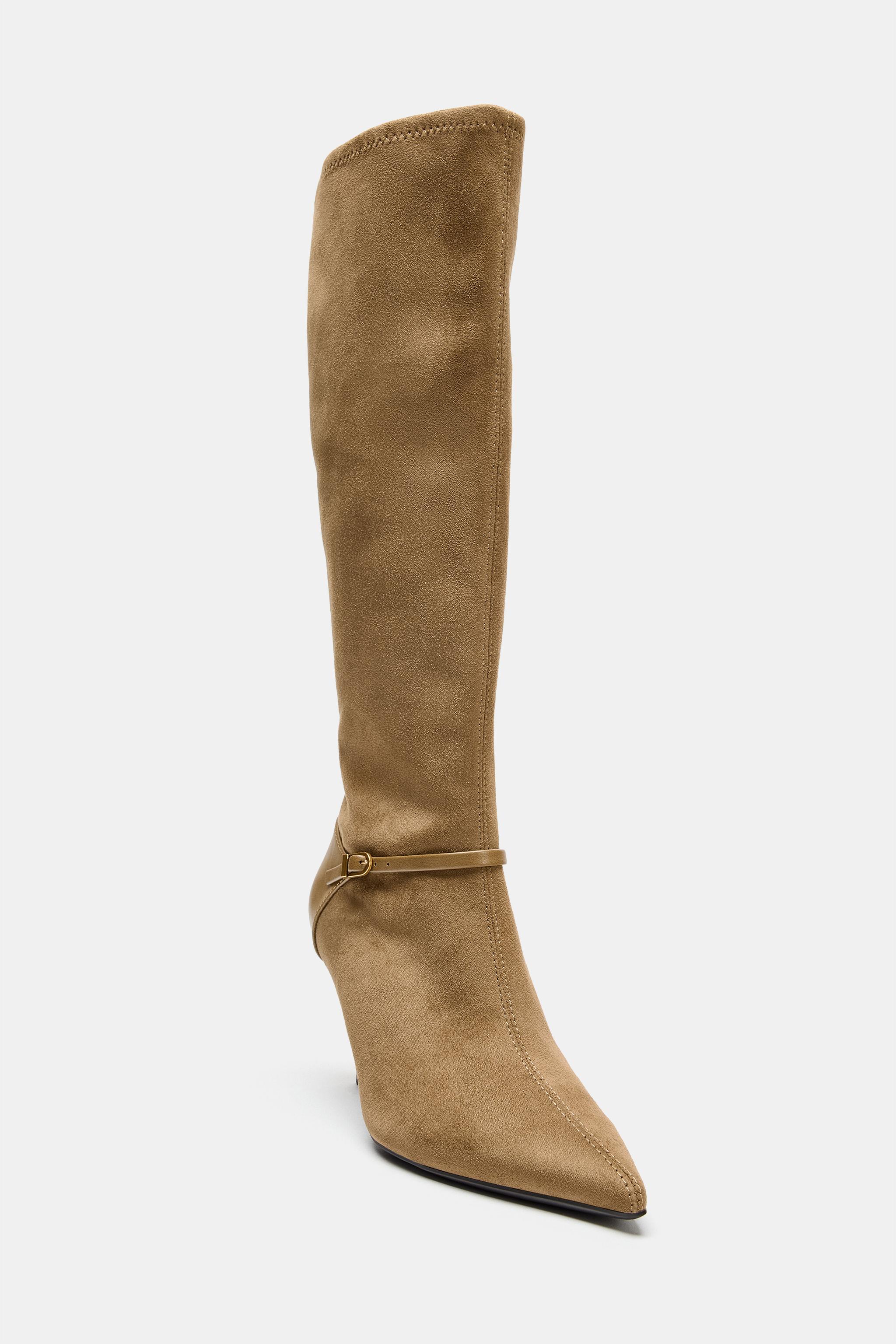 MIXED-MATERIAL HEELED BOOTS