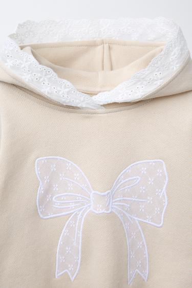 LACE BOW HOODIE - Ecru by Zara - Image 2
