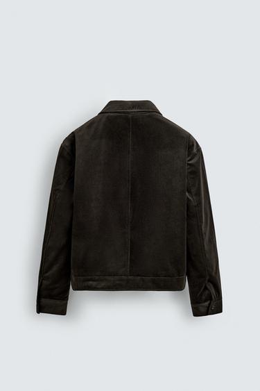 TEXTURED VELVET OVERSHIRT - Brown by Zara