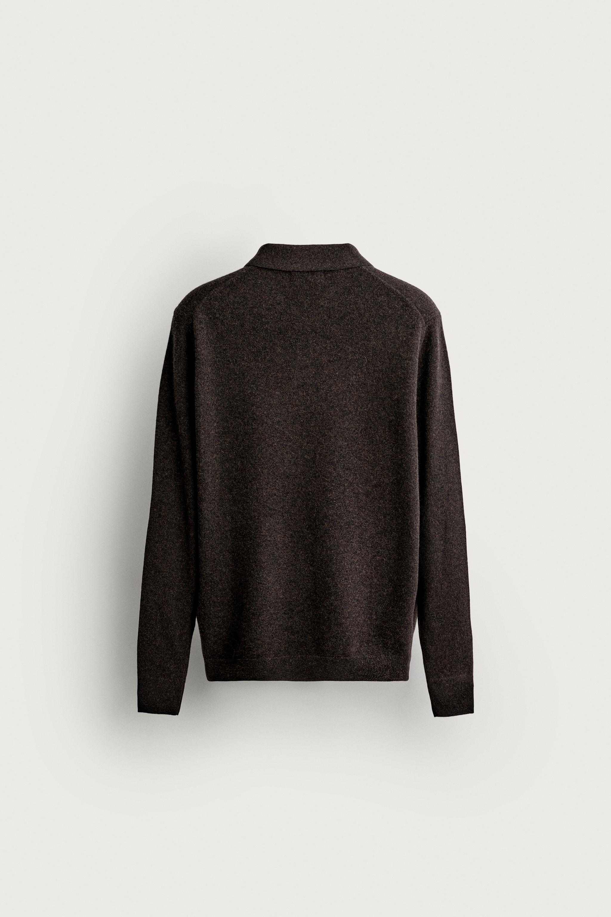 RELAXED FIT WOOL KNIT POLO SHIRT — Chocolate