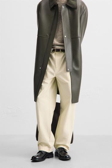CALÇA DE CINTURA JOGGER DE ALGODÃO - Cru da Zara