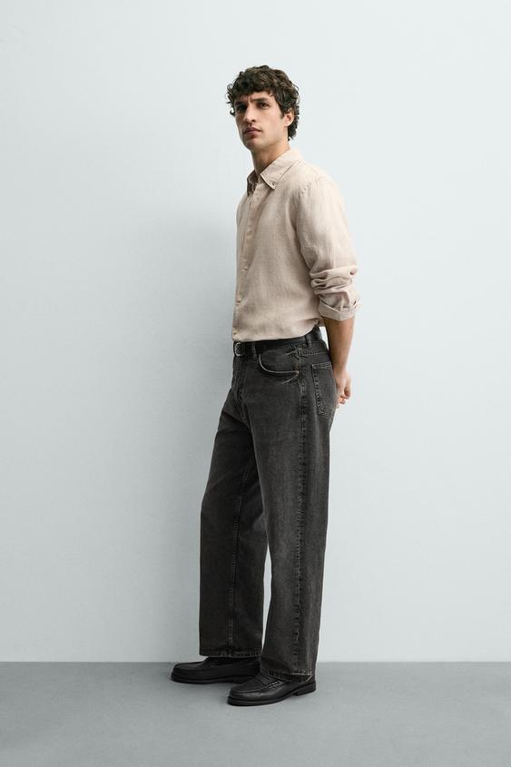 CHEMISE REGULAR FIT 100 % LIN - Beige clair de Zara - Image 3
