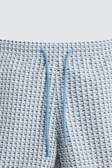 GEOMETRIC PRINT MID-LENGTH SWIMMING TRUNKS - Sky blue by Zara - Image 2