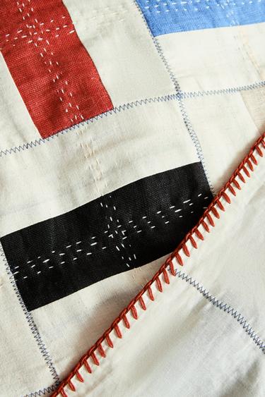 COLCHA ALGODÃO LINHO PATCHWORK X COLLAGERIE - Cru da Zara