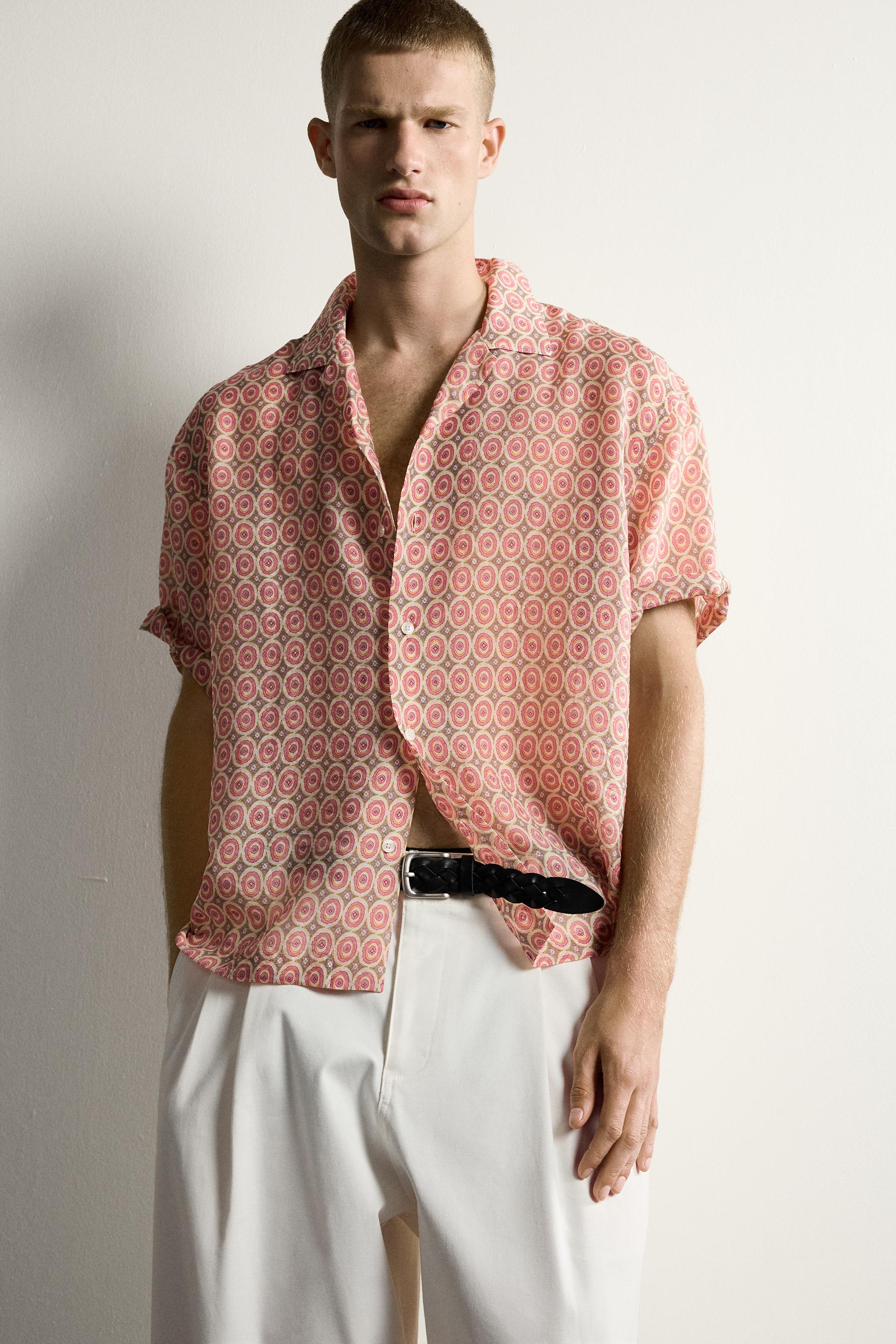 Мужские рубашки Zara GEOMETRIC PRINT FLOWY SHIRT — фото 5