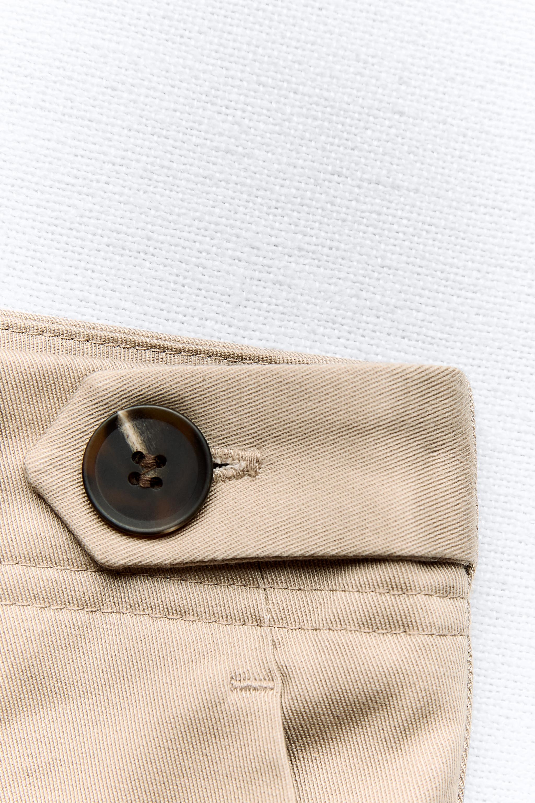 Zara Pants Beige Cargo Gold Buttons Straight Leg Button size XS,S .M NWT#K