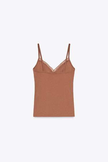 TOP LYOCELL DENTELLE - rose poudré de Zara - Image 5