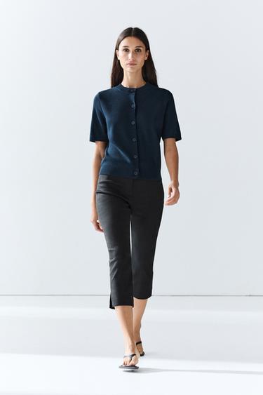 Zara 100% Cotton Short Sleeve Cardigan - Navy blue - Image 0