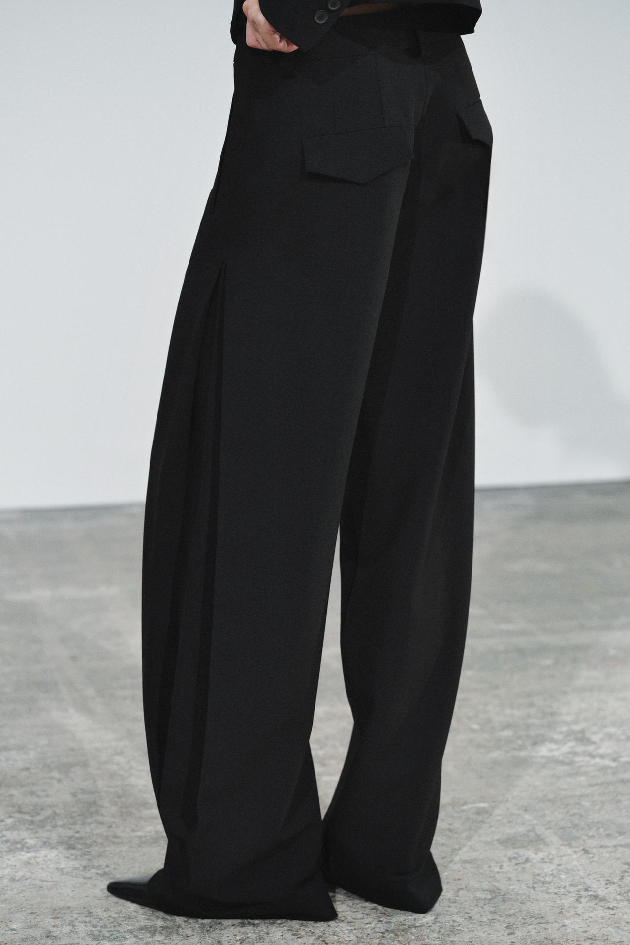 SIDE PLEATED ZW COLLECTION PANTS — Black
