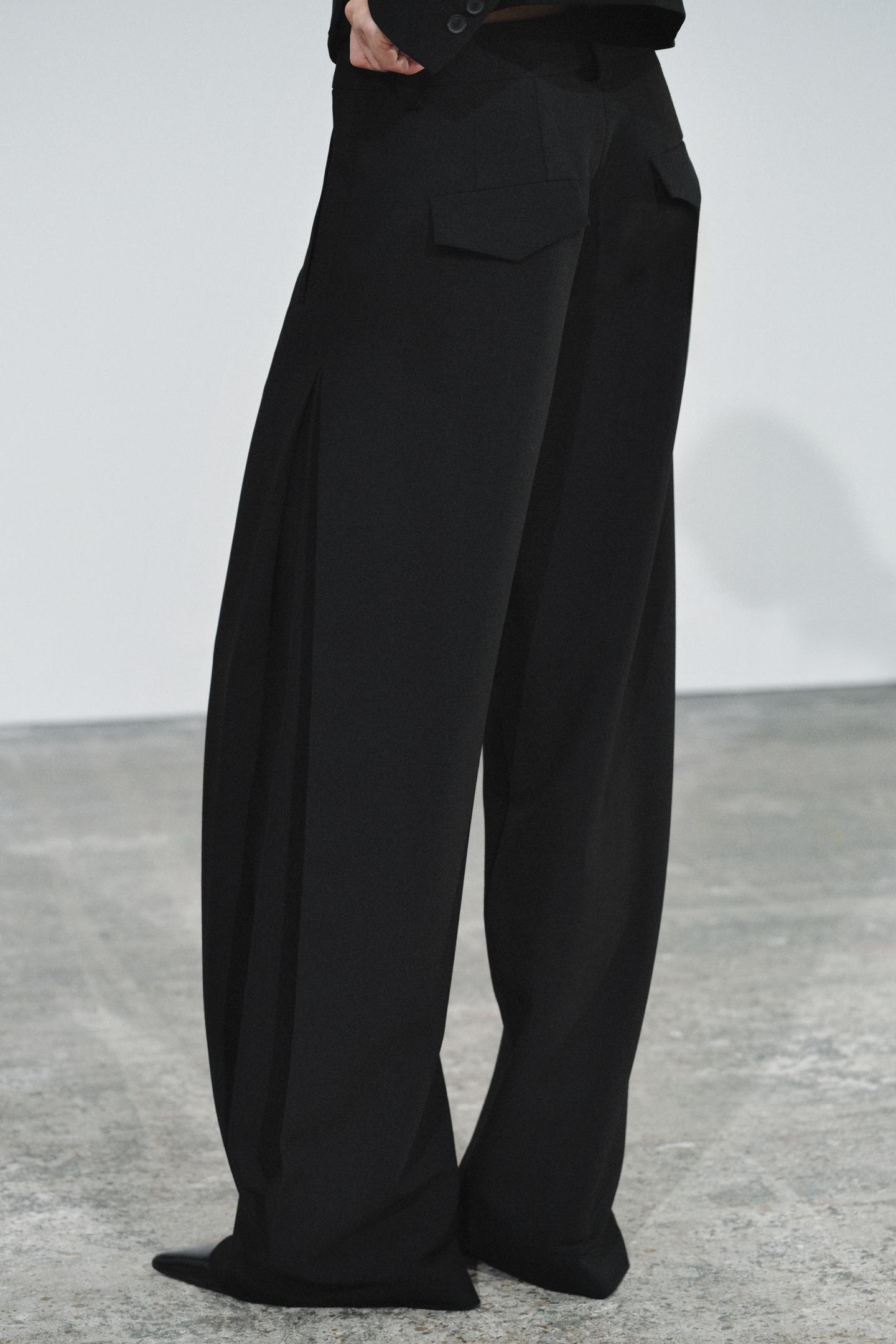 Женские брюки Zara Side Pleated ZW Collection, цвет: Чёрный — фото 2