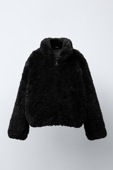 VESTE EFFET FOURRURE - Noir de Zara