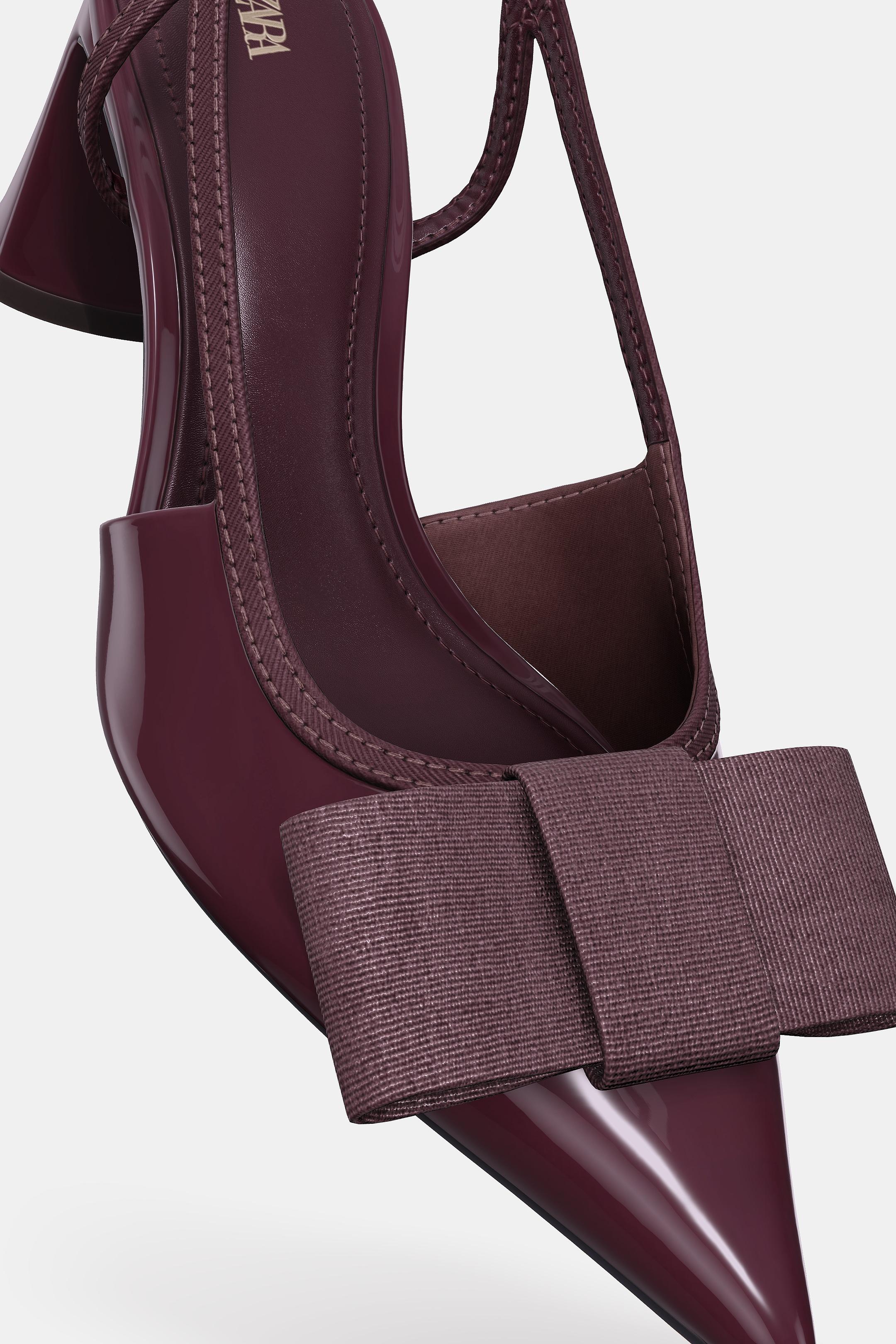 ZAPATO TACÓN DESTALONADO LAZO - Rojo Burdeos de Zara
