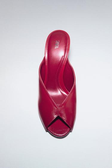 OPEN-TOE HEELED SANDALS - Burgundy Red by Zara