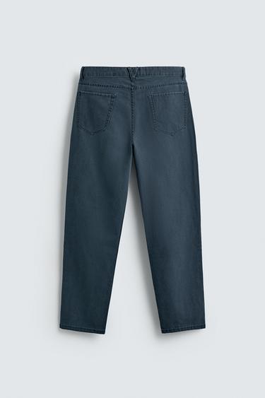 WASHED STRAIGHT-LEG TROUSERS - Petrol blue by Zara - Image 6