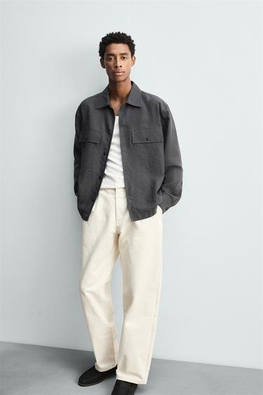 PANTALON PLIS CHEVRONS - Écru de Zara - Image 4