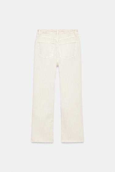 Zara TRF HIGH-WAIST CROPPED FLARE JEANS - Ice