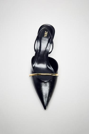 HIGH-HEEL SHOES WITH METAL DETAIL - Black by Zara