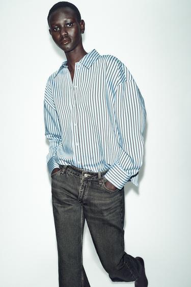 OVERSIZE STRIPED POPLIN SHIRT - Blue/White by Zara