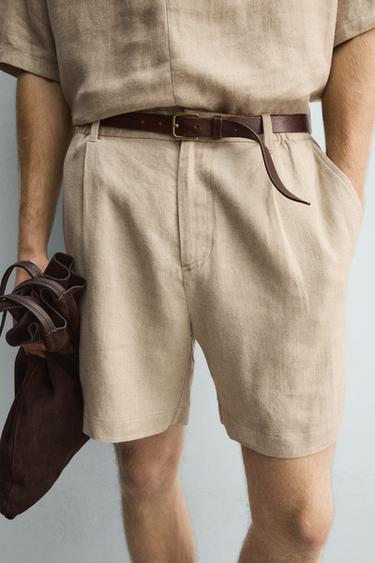 RELAXED FIT LINEN - VISCOSE BERMUDA SHORTS - Sand by Zara - Image 4