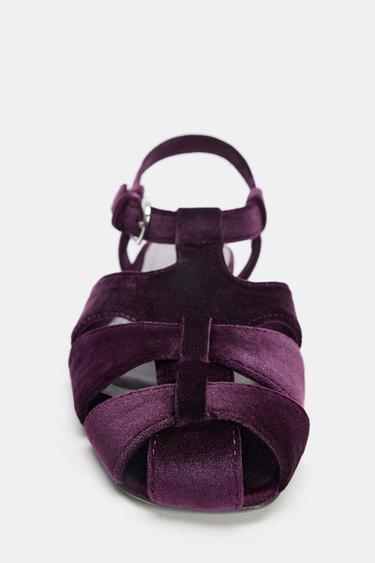 VELVET-EFFECT CAGE SANDALS - Purple by Zara - Image 4