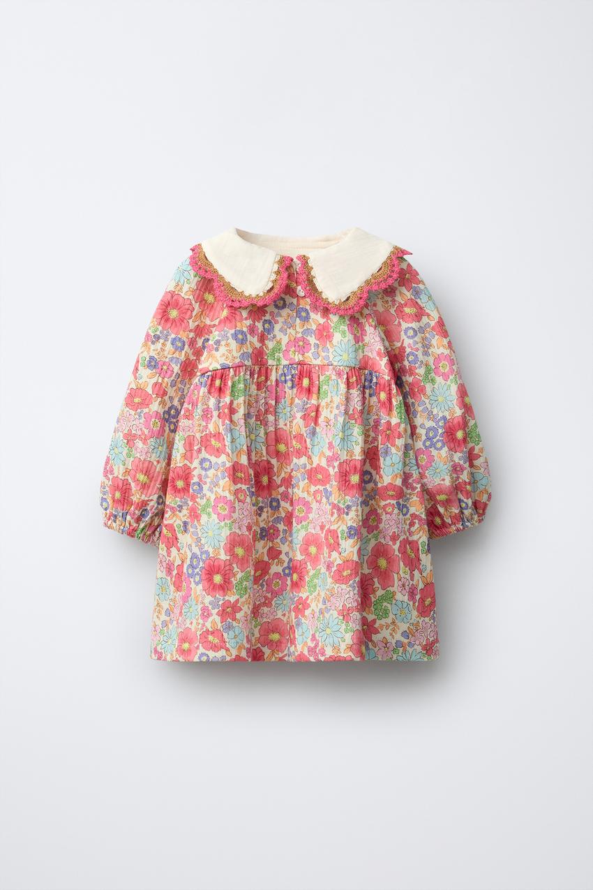 Zara - Floral Print Dress - Pink - 6 Years (45,2 Inches) - Kids Zara - Floral Print Dress - Pink - 6 Years (45,2 Inches) - Kids