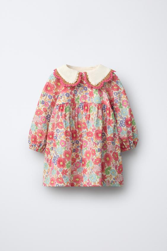 VESTIDO ESTAMPADO FLORES - Rosa de Zara - Imagen 0