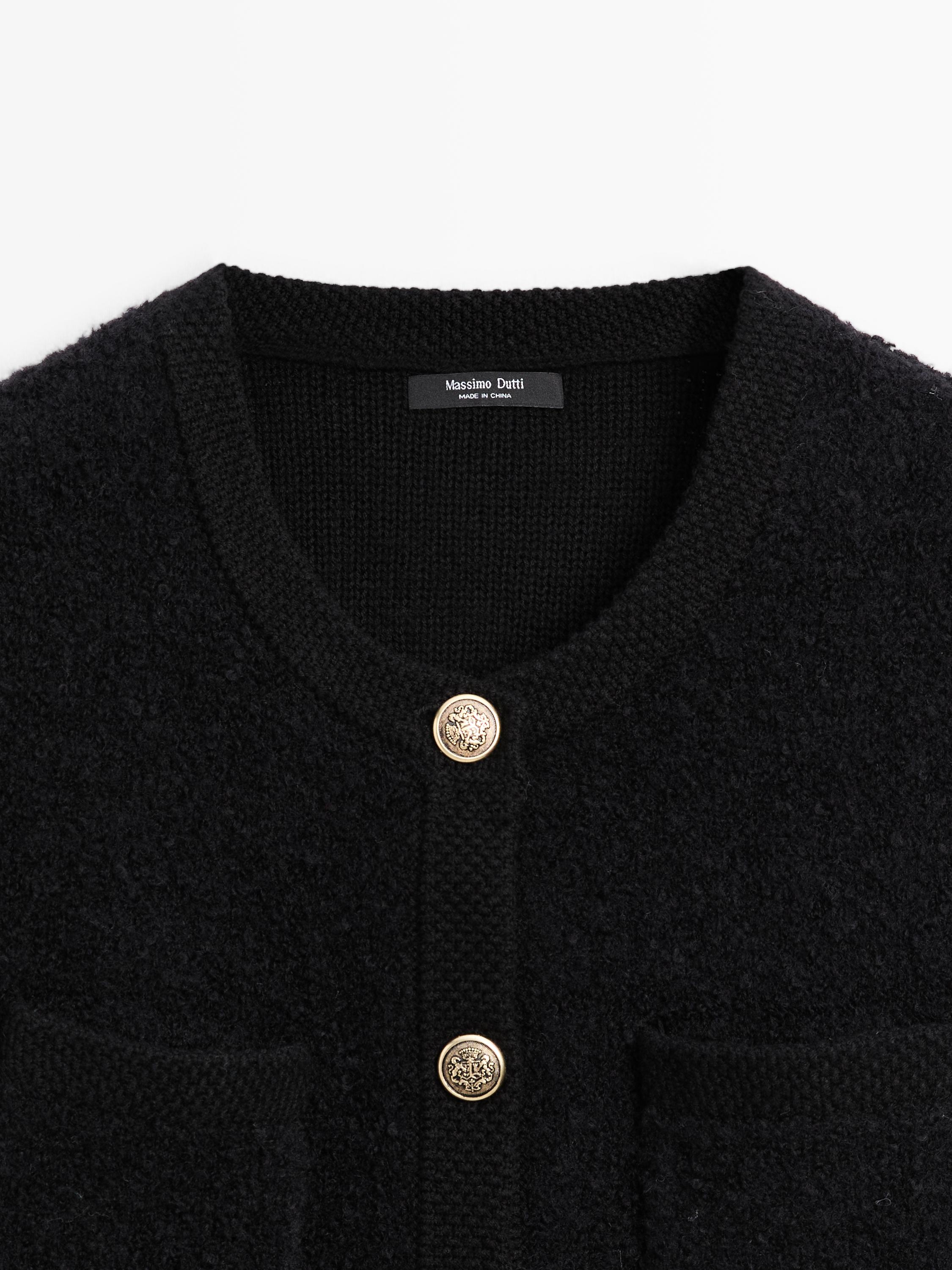 Wool blend cardigan with gold buttons
