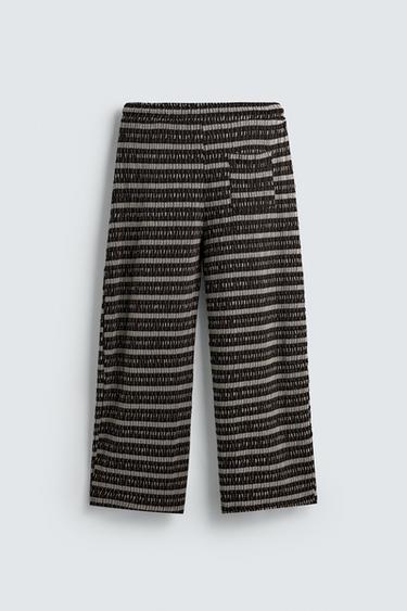 PANTALON JACQUARD AJOURÉ - Écru / Marron de Zara - Image 7