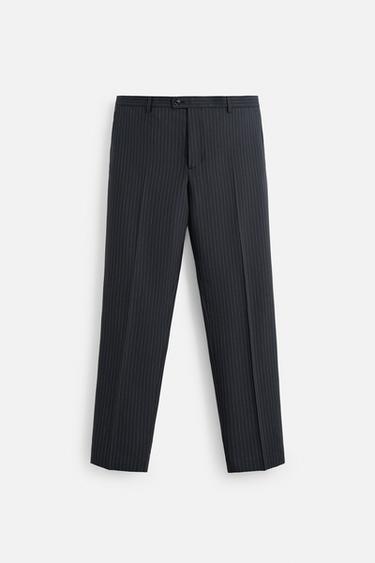 PANTALÓN TRAJE RAYA DIPLOMÁTICA - Marino de Zara
