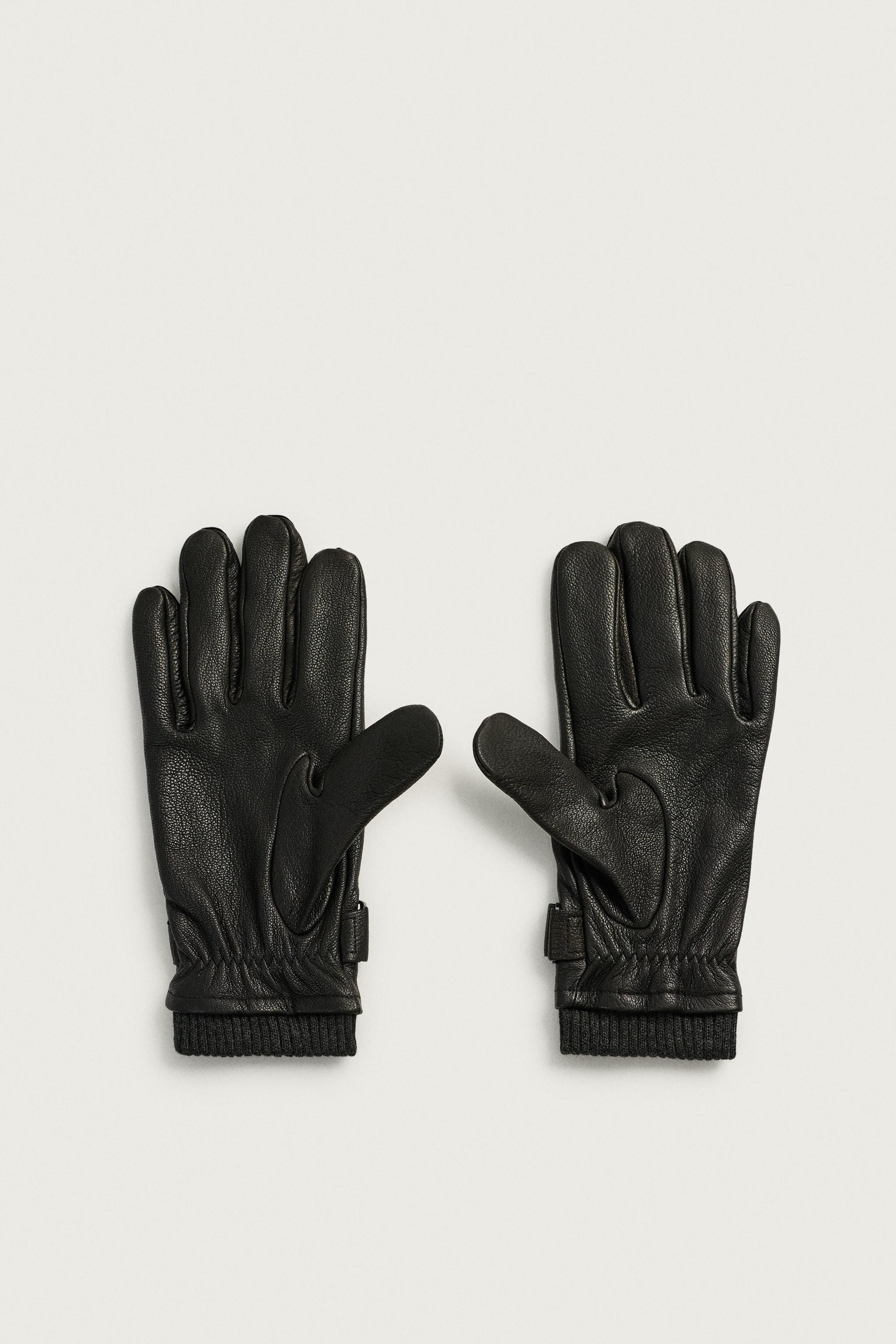 COMBINED LEATHER AND KNIT GLOVES