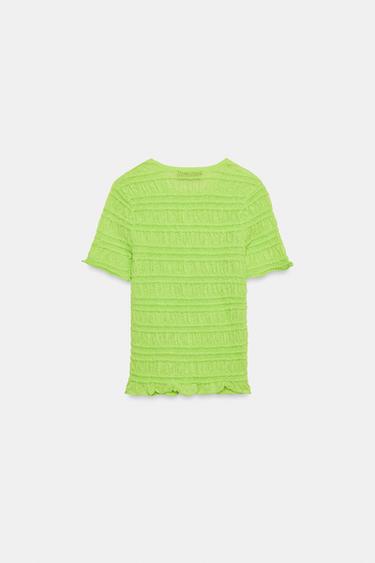 SMOCKED KNIT TOP - Lime by Zara - Image 6