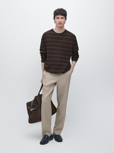 Pantalón tapered fit lino - Beige de Zara