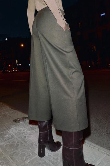 CULOTTE TROUSERS WITH BUTTONS - Brown by Zara