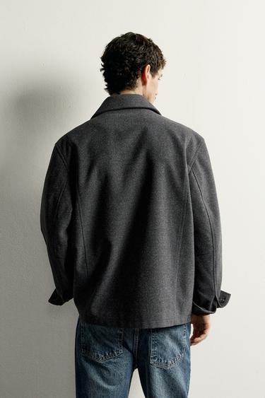 REGULAR FIT WOOL EFFECT PARKA — Dark gray 2