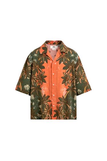 CHEMISE RELAXED FIT À IMPRIMÉ FLEURI - Vert de Zara
