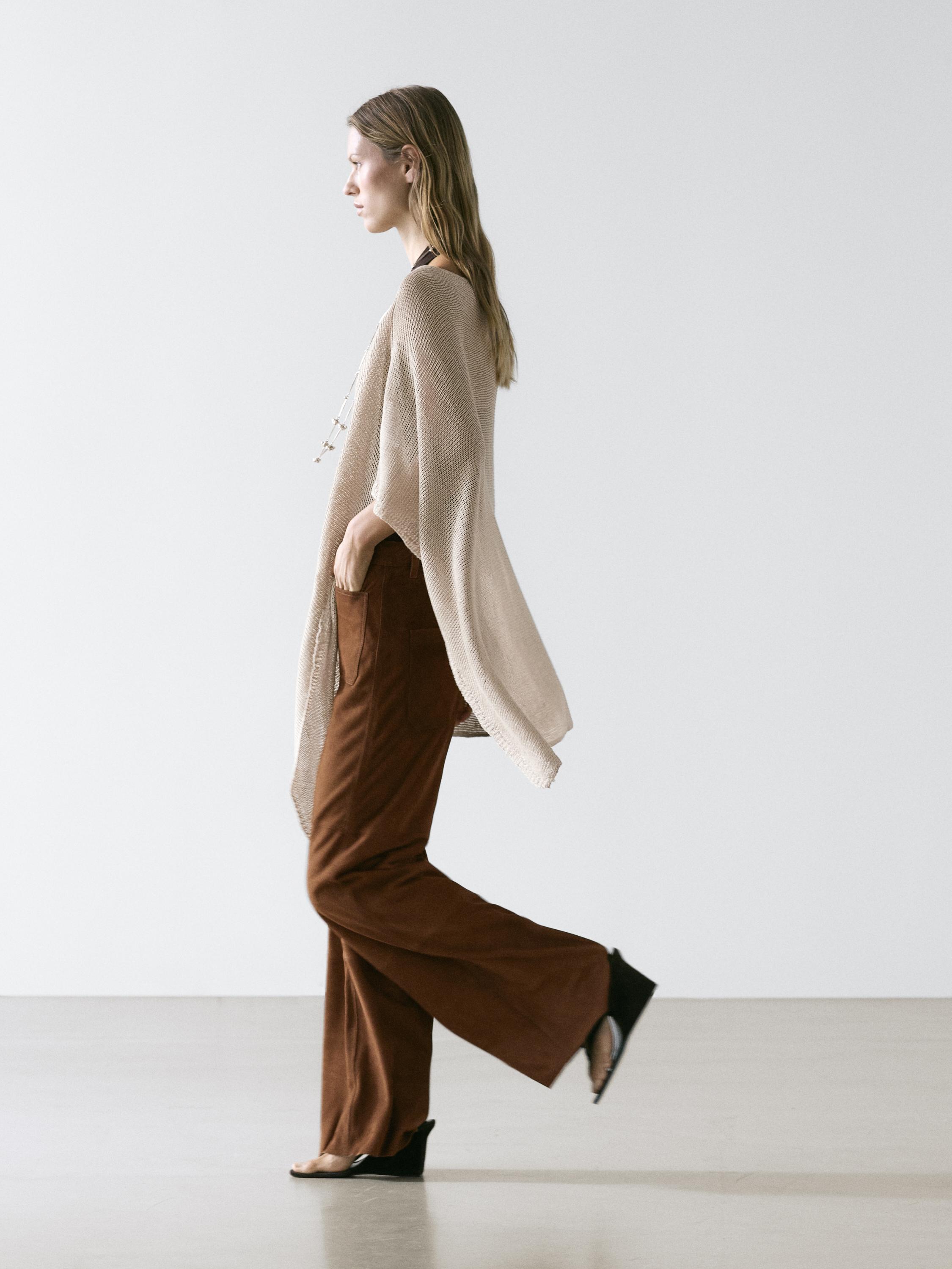 Linen blend knit cape