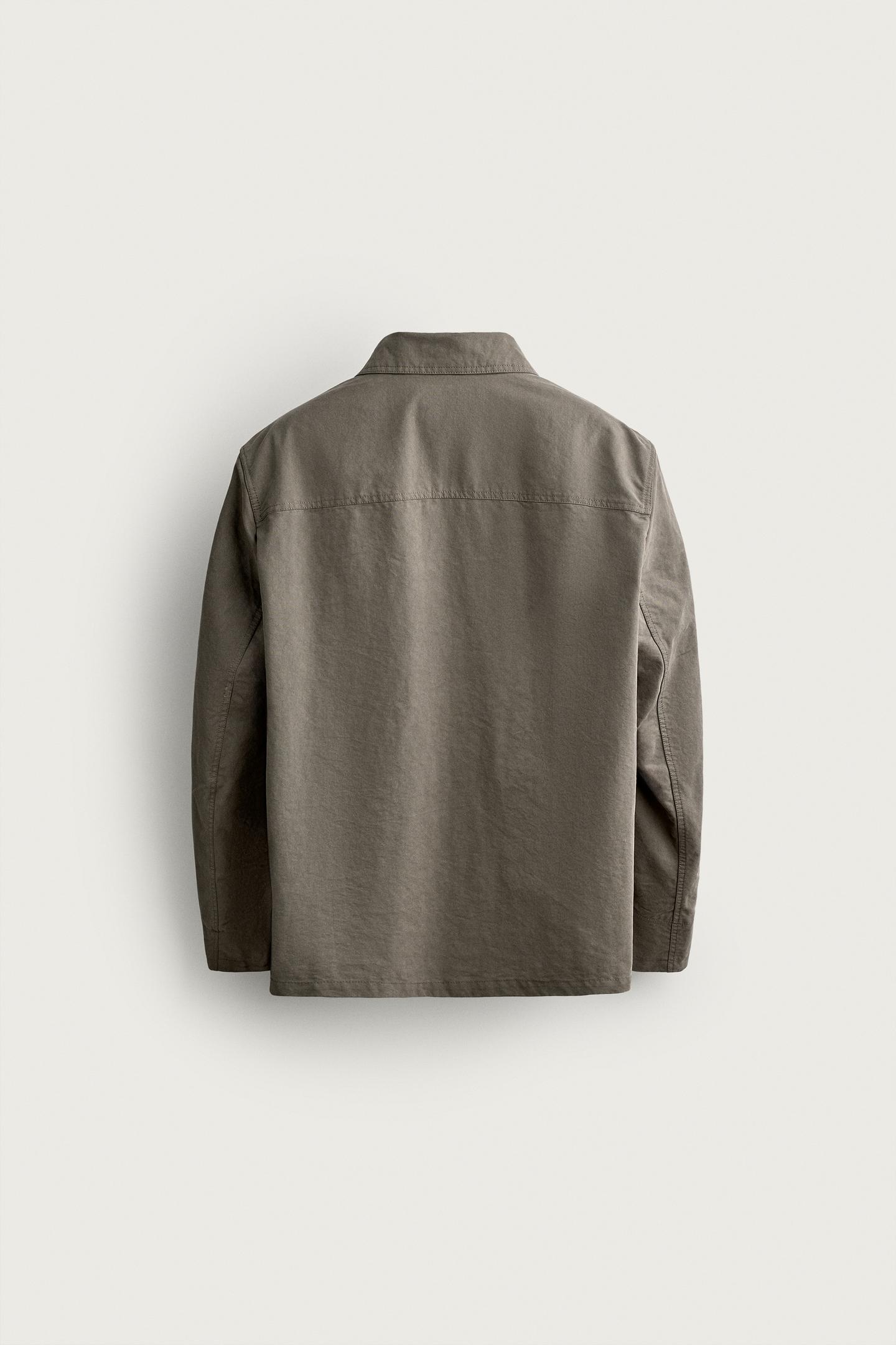 Мужская куртка Zara Relaxed Fit Utility Pocket, цвет: Норковый — фото 9