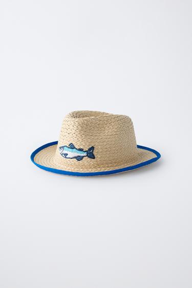 EMBROIDERED STRAW HAT - Bluish by Zara - Image 1