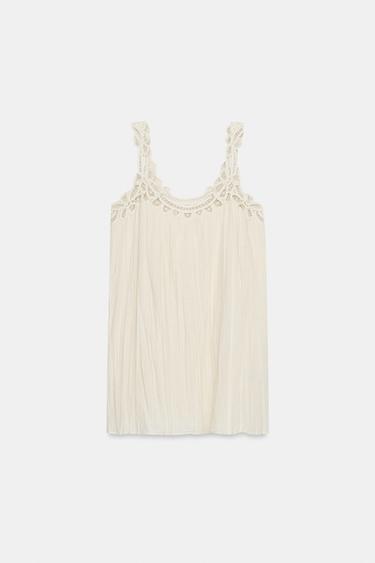 ROBE BRODÉE À BRETELLES ZW COLLECTION - Écru de Zara - Image 5