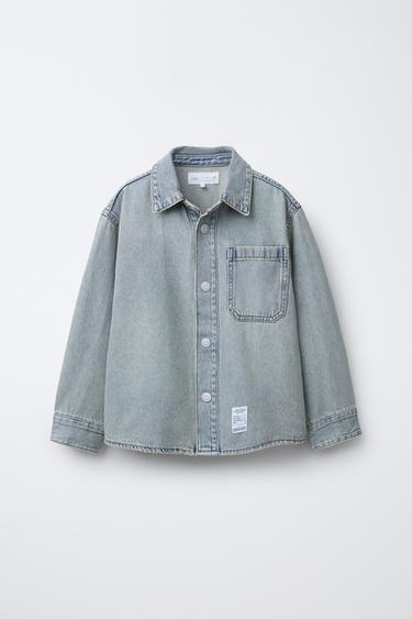 LABELLED DENIM OVERSHIRT - Blue / Green by Zara - Image 0